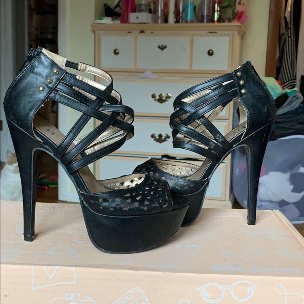 Black strappy heels